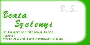 beata szelenyi business card